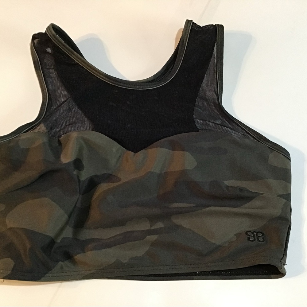 ALBION Size Small Camouflage High Neck Bralette Light Padding‎ Mesh Top